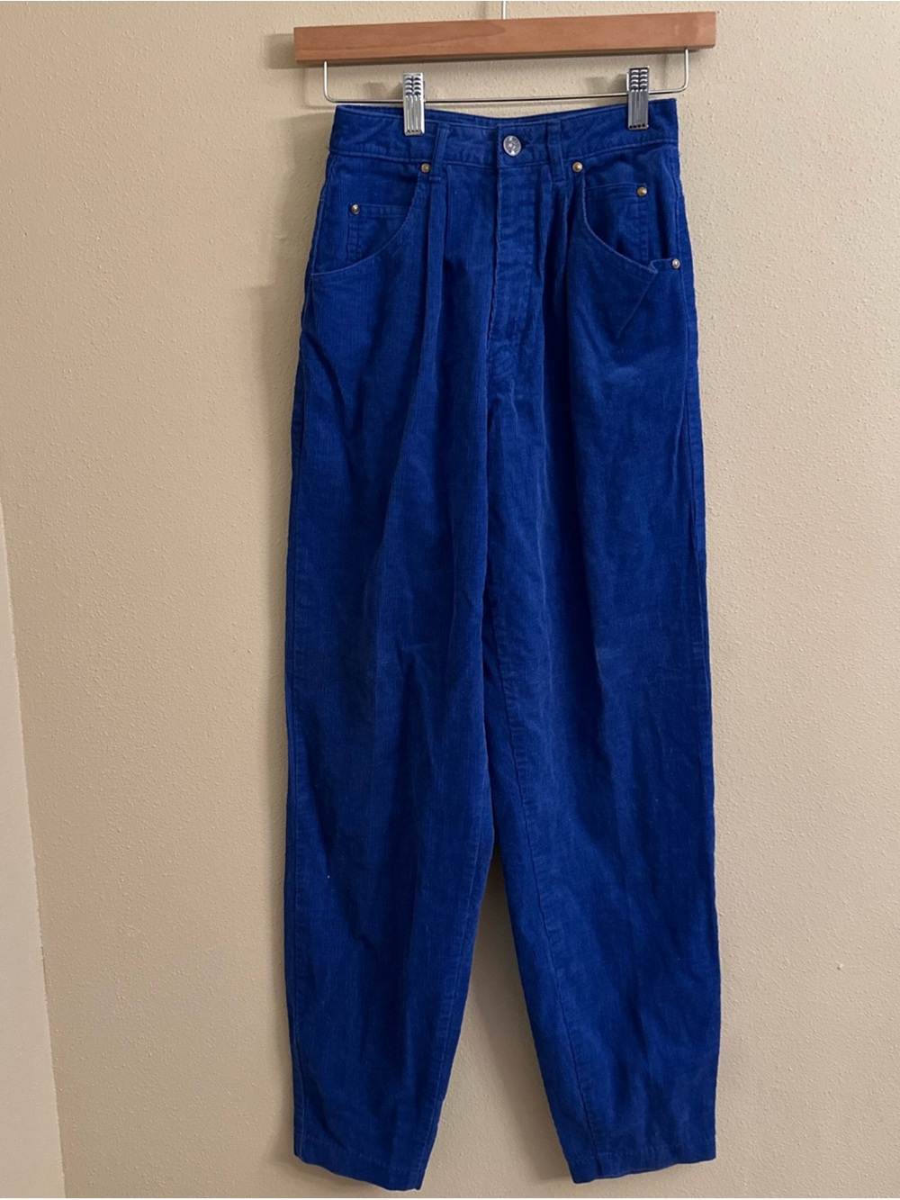 Vtg 1980s Sasson pleated mom corduroy pants blue size 3